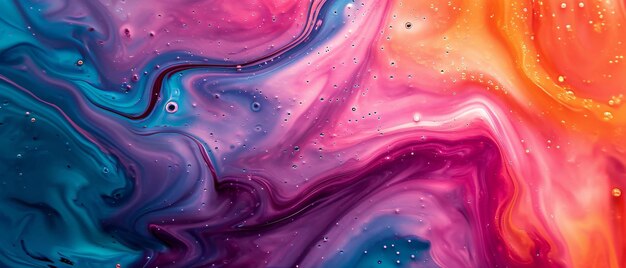 Un liquido vibrante gira in sfumature alla moda di rosa, arancione, blu e viola.