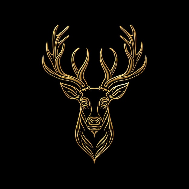 un logo a testa di cervo su uno sfondo nero