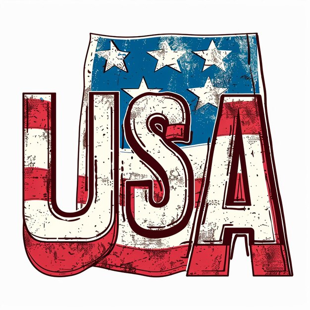 un logo americano rosso, bianco e blu che dice USA