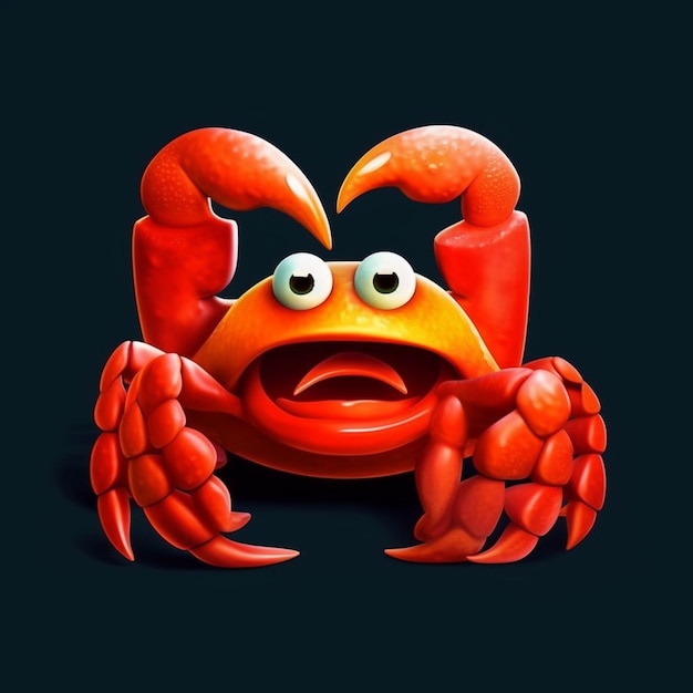 Un logo di granchio rosso con una faccia che dice "granchio" sopra