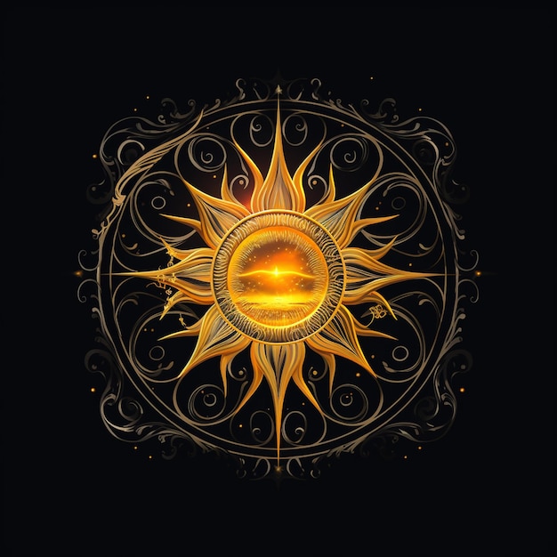 Un logo e un'illustrazione del sole superpotente