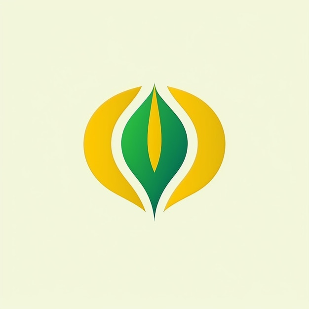 un logo giallo e verde con sopra una foglia