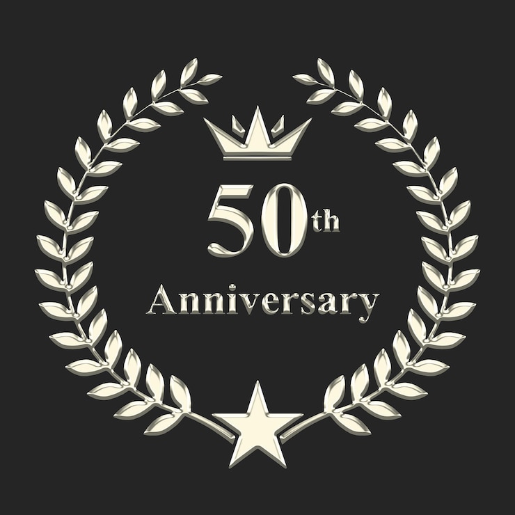 Foto un logo oro e argento per il 50° anniversario.