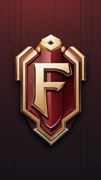 un logo rosso e dorato per la lettera f