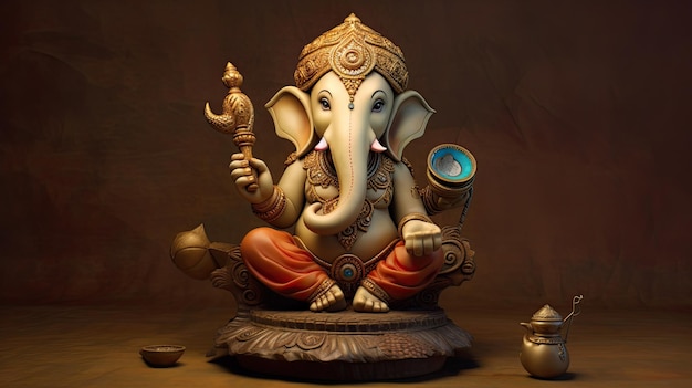 Un Lord Ganesha per Ganesh Chaturthi L'oggetto sacro degli Indù Generative Ai