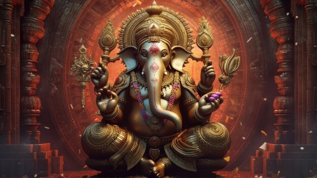 Un Lord Ganesha per Ganesh Chaturthi L'oggetto sacro degli Indù Generative Ai