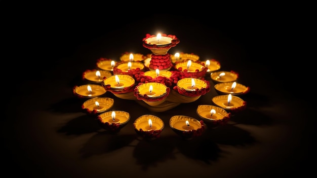 Un lume di candela con sopra la parola diwali