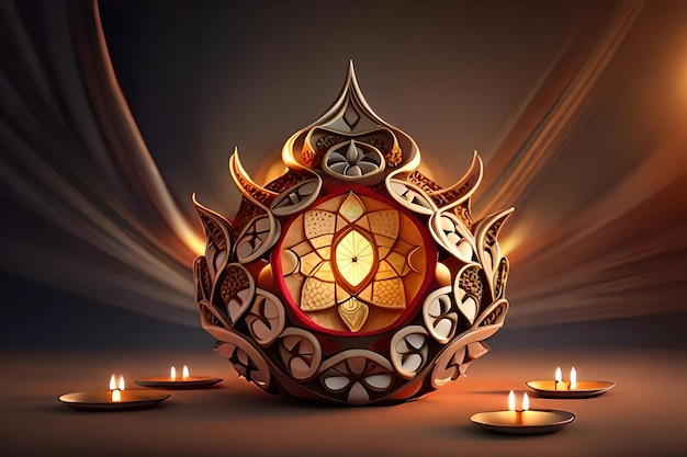 Un lume di candela con una grande sfera dorata al centro