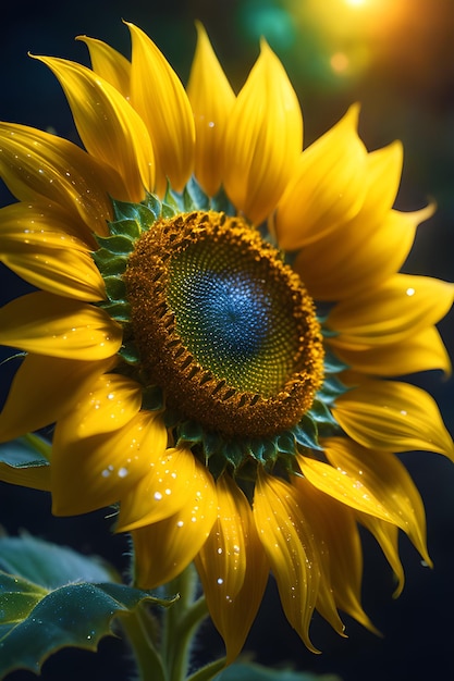 un luminoso e magico girasole colombiano carino nello stile generato ai