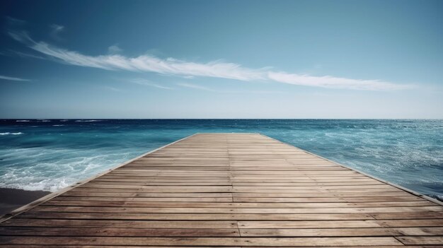 Un lungo molo di legno che si estende nell'oceano