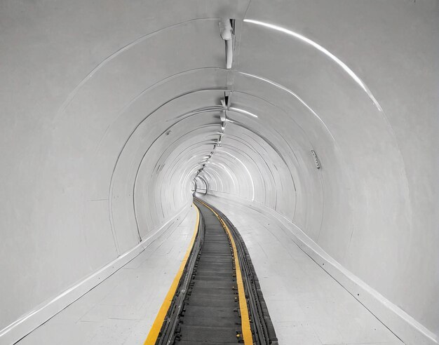 un lungo tunnel con una linea gialla che lo attraversa