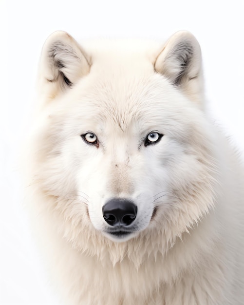 Un lupo bianco con gli occhi azzurri