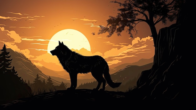 un lupo che abita in collina