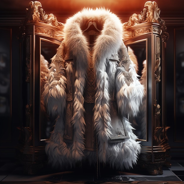 Un lussuoso cappotto di pelliccia fatto della pelliccia più morbida e calda in stile semplice ed elegante