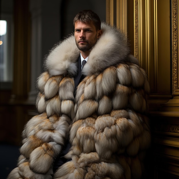 Un lussuoso cappotto di pelliccia fatto della pelliccia più morbida e calda in stile semplice ed elegante