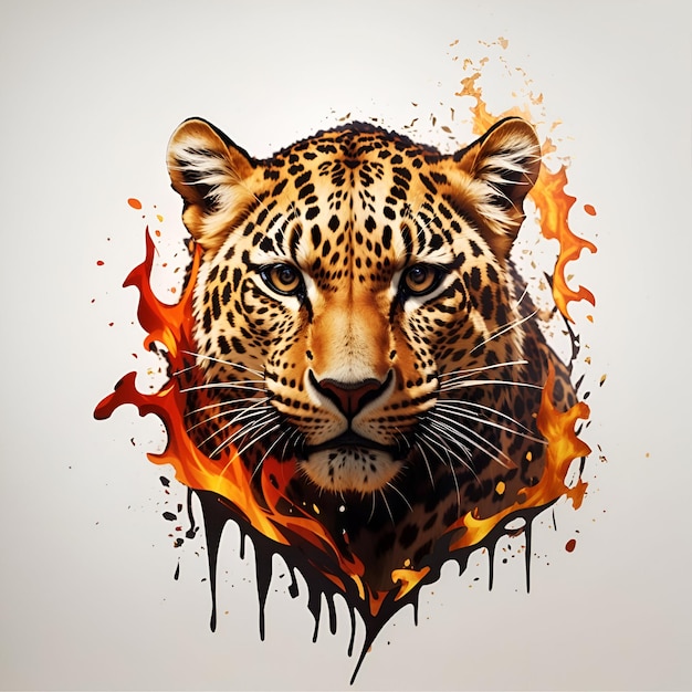 Un maestoso logo mascotte testa di leopardo colorato con design splash