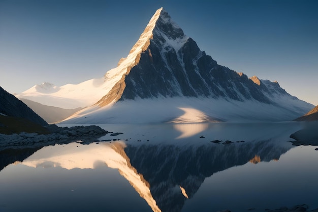 Un maestoso picco di montagna si erge come sentinella nella foto panoramica del paesaggio generata da Ai