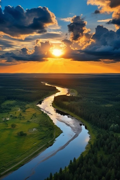 un maestoso tramonto nel paesaggio naturale