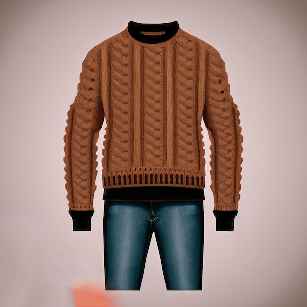 Un maglione marrone con un maglione marrón su di esso
