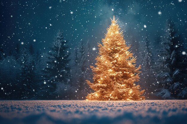 Un magnifico albero di Natale illuminato Generative Ai