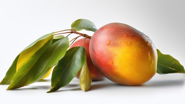 Un mango con delle foglie sopra