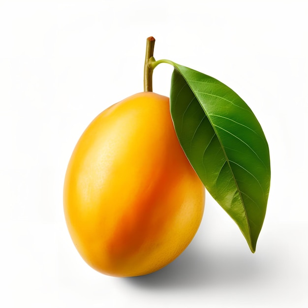 Un mango con una foglia su cui è scritta la parola mango