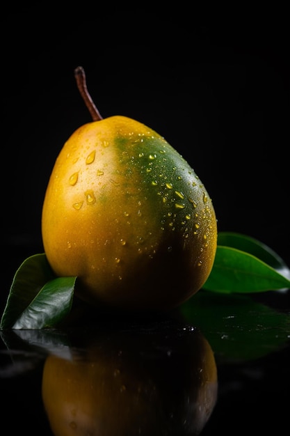 Un mango verde e giallo sopra