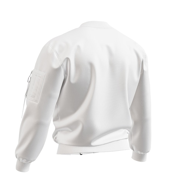 Un manichino trasparente con una giacca Bomber isolata su uno sfondo bianco