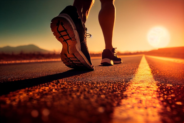 Un maratoneta corre nel deserto IA generativa