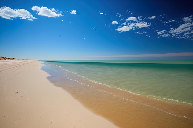 Un mare calmo e una spiaggia sabbiosa