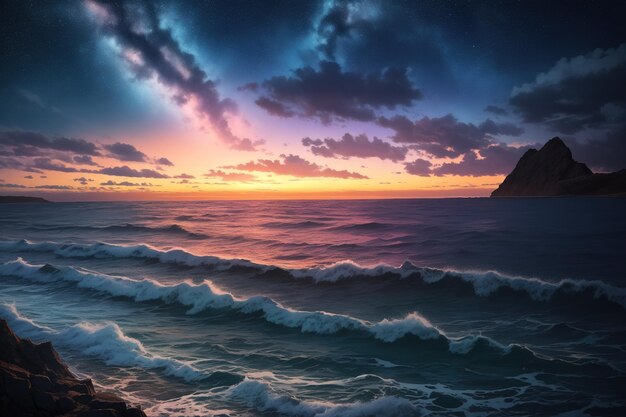 un mare in tempesta o un cielo notturno scintillante