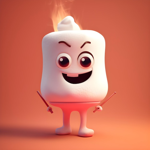 Un marshmallow con gli occhi e un sorriso sopra