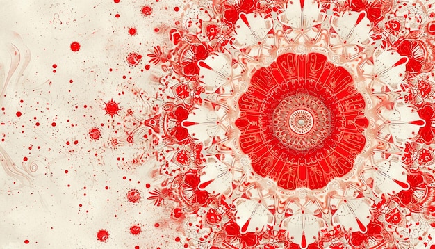 un Martisor minimo con intricati motivi rossi e bianchi su uno sfondo semplice