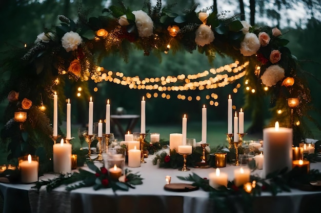 Un matrimonio con candele e fiori