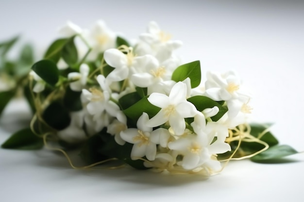 Un mazzo di fiori bianchi con la parola gelsomino in cima