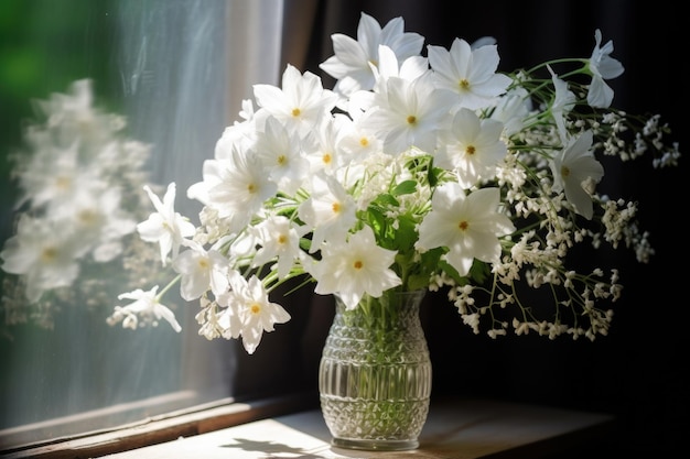 Un mazzo di fiori bianchi in piena luce