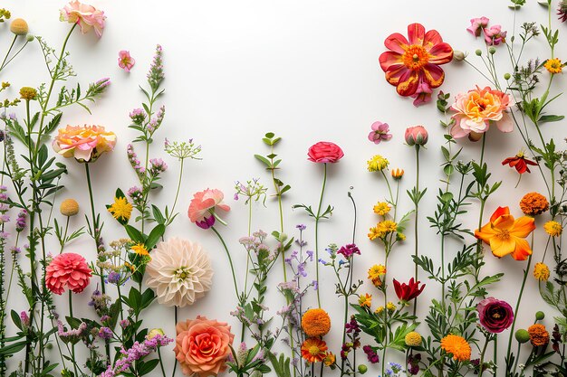 Un mazzo di fiori che sono su una parete insieme con uno sfondo bianco che è molto colorato e ha