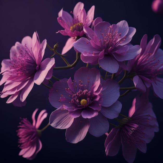 Un mazzo di fiori che sono viola e rosa
