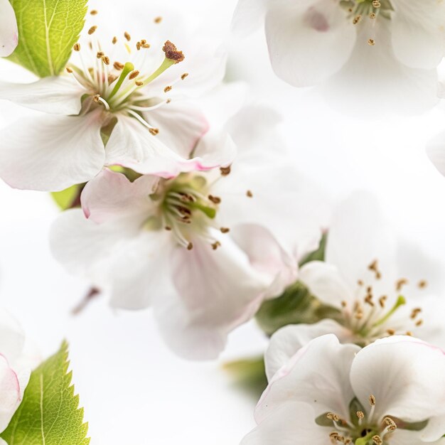 Un mazzo di fiori con foglie verdi su di loro