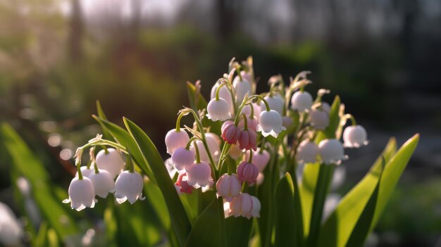 Un mazzo di fiori con il sole che splende su di loro