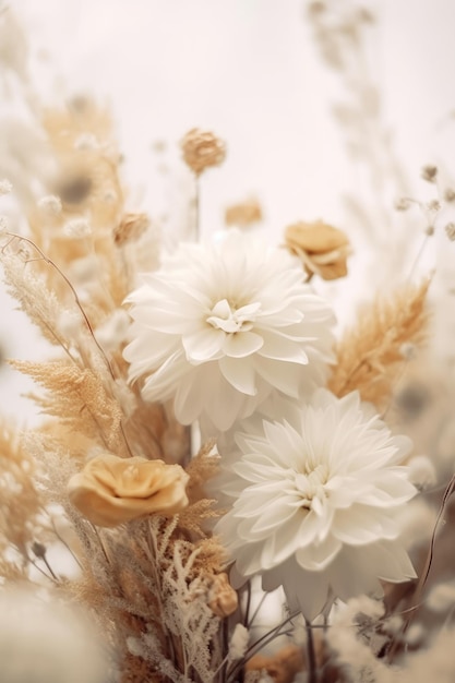 Un mazzo di fiori con uno sfondo bianco