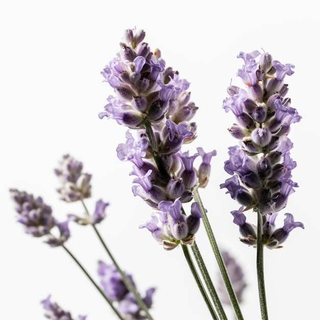 Un mazzo di fiori di lavanda isolati in uno sfondo bianco