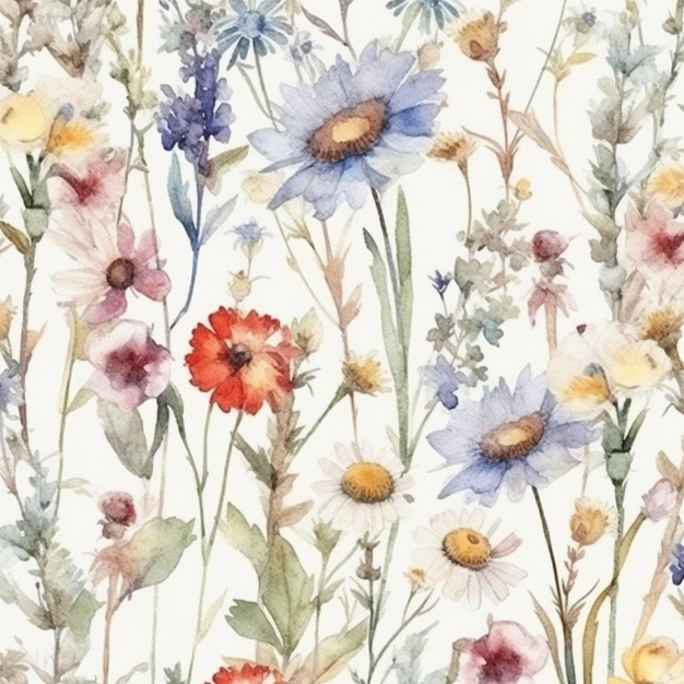 Un mazzo di fiori in un campo. acquerello.