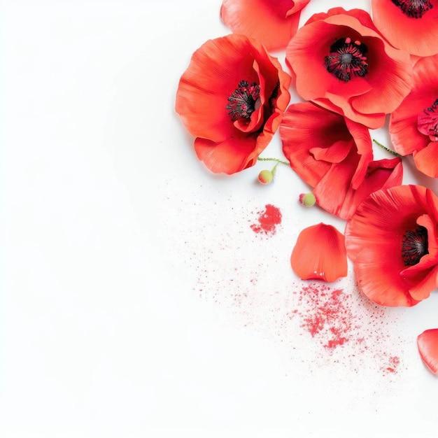 Un mazzo di fiori rossi con sopra una spolverata di zucchero