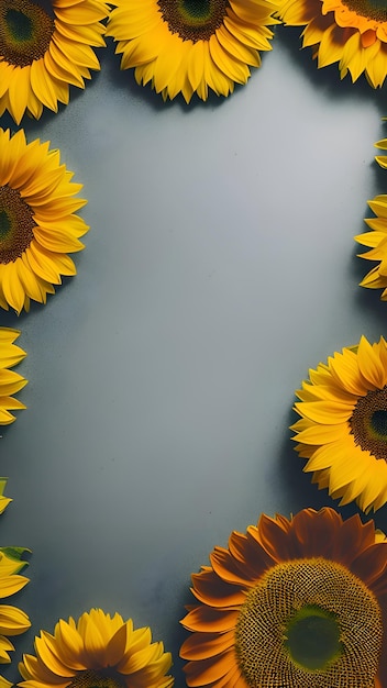 un mazzo di girasoli con stile bordo floreale