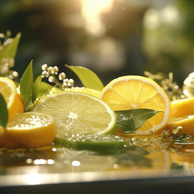 un mazzo di limoni che sono nell'acqua