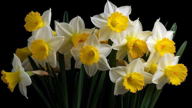 Un mazzo di narcisi con la parola narcisi sul fondo