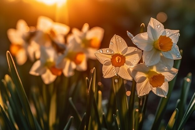 Un mazzo di narcisi con sopra la lettera p