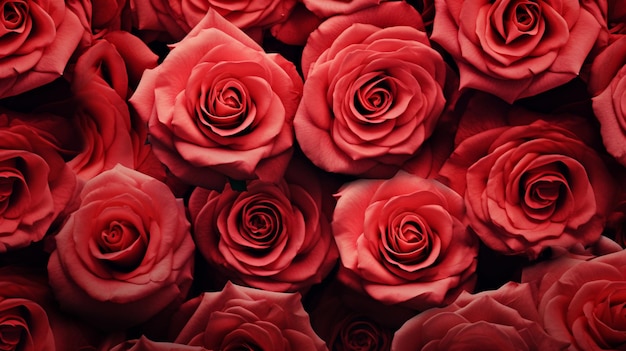 un mazzo di rose rosse con uno sfondo rosso.