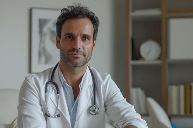 Un medico brasiliano premuroso che contempla la cura del paziente